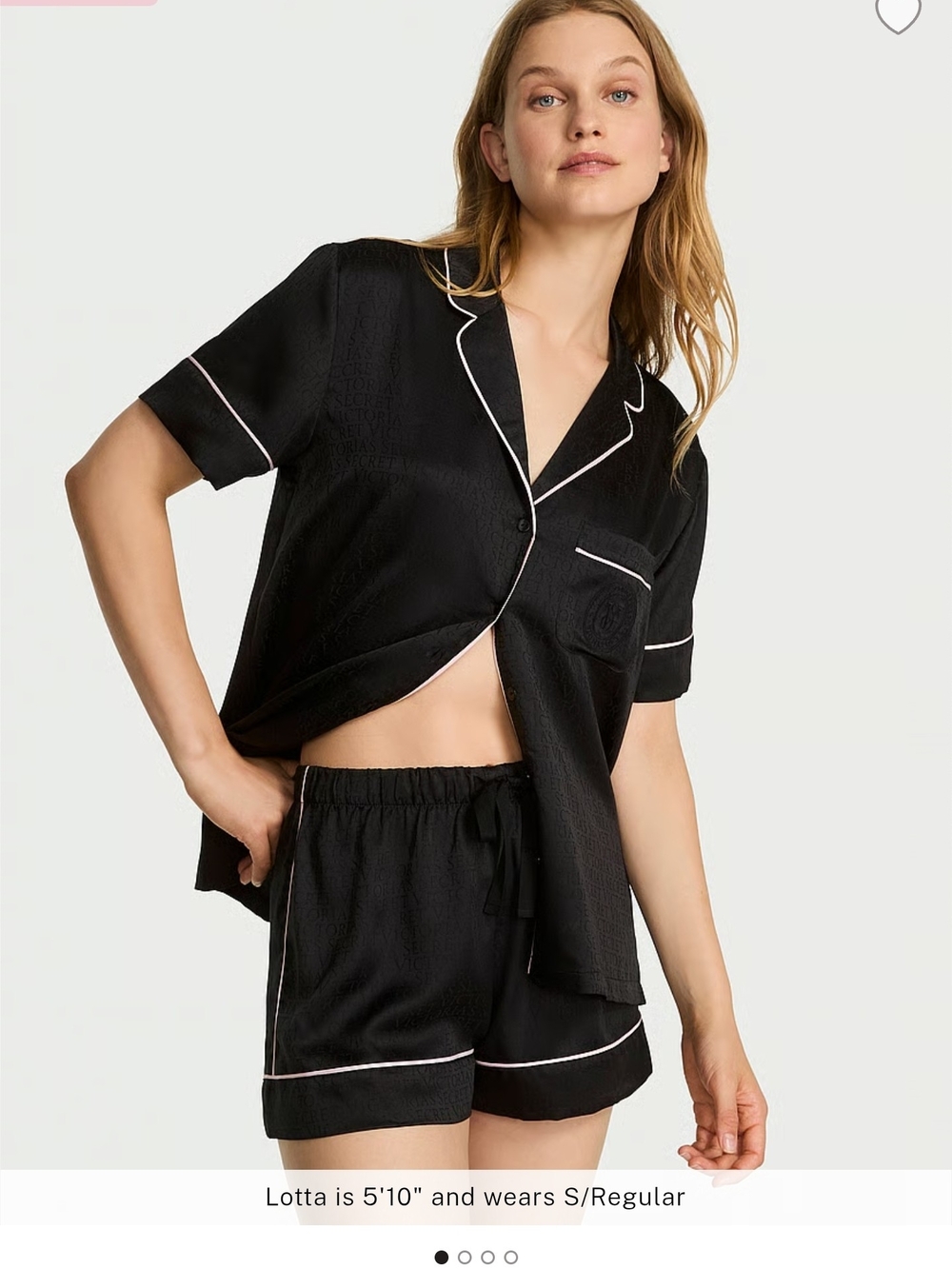 Victoria's Secret Black Short-Sleeve Pajama Set with White Piping